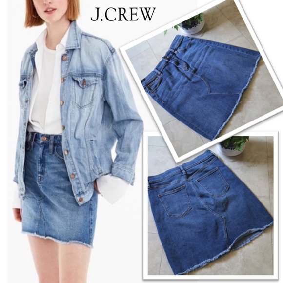 J. Crew Dresses & Skirts - J.Crew Raw Hem Denim Skirt - Style #H4917